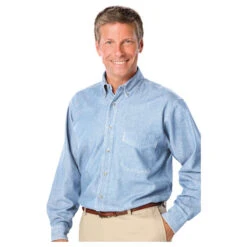 Blue Generation Men's 100% Cotton Denim Long Sleeve Shirt