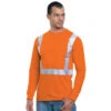 Bayside Hi-Vis 100% 6.1 Oz. Cotton Long Sleeve Pocket Crew Tee Solid Striping