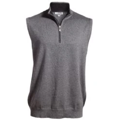 CLEARANCE Edwards Quarter-Zip Fine Gauge Vest With Contrasting Collar
