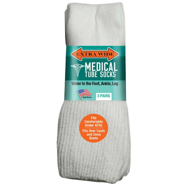 Extra Wide Sock Co Extra Wide Medical Tube Socks - 3 Per Bag